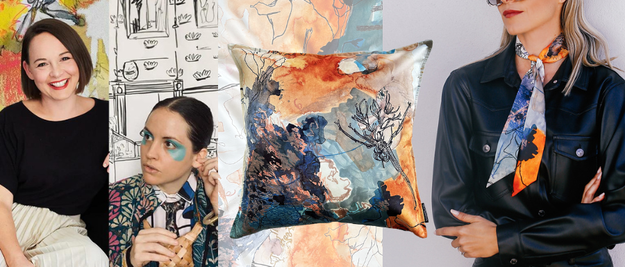 karoo silk scarf velvet cushion