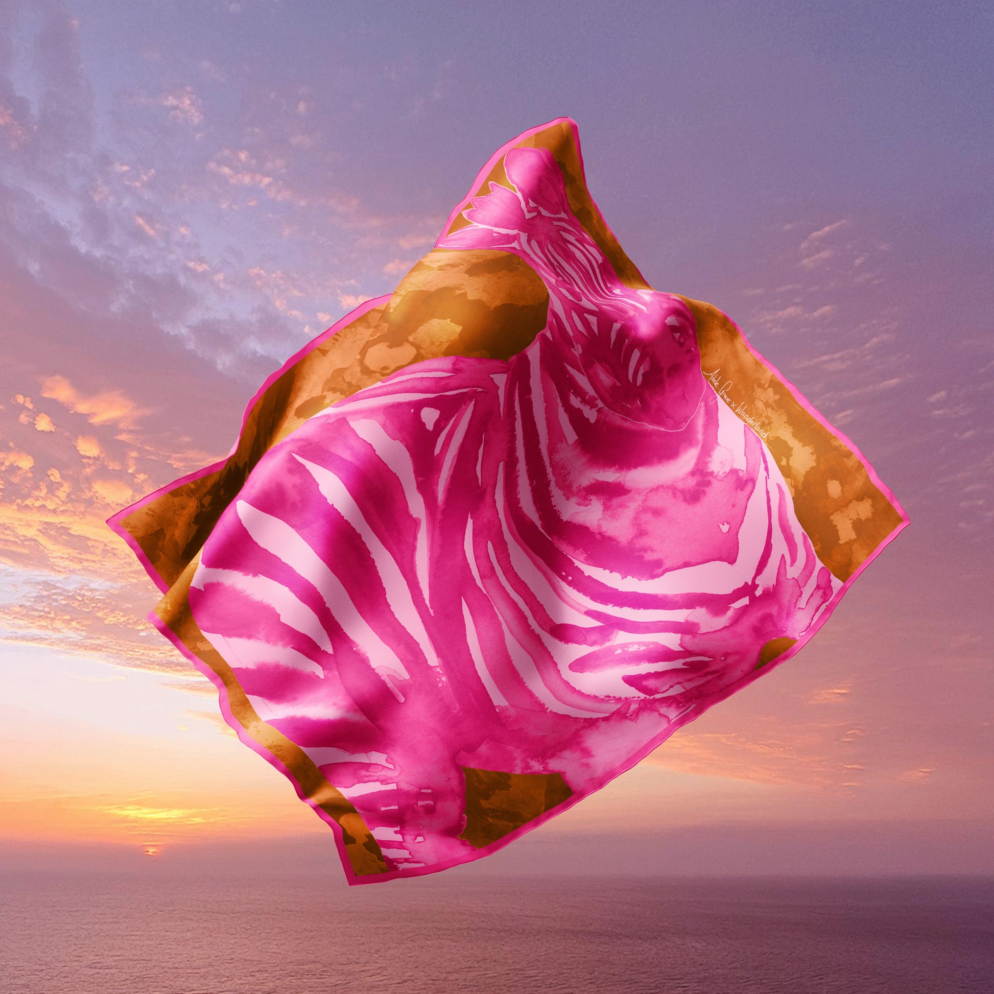 Shop pink zebra silk habotai scarf by Wanderland