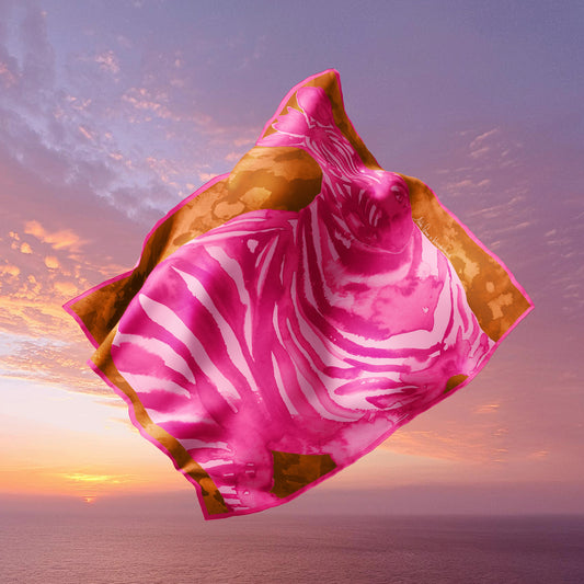Shop pink zebra silk habotai scarf by Wanderland