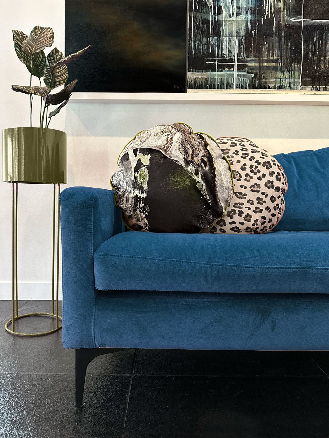 leopard numbi velvet round macaron cushions