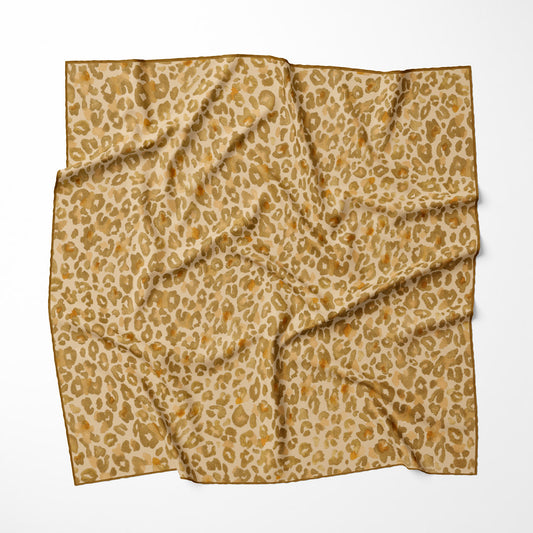 Shop Wanderland Gold leopard silk twill scarf online