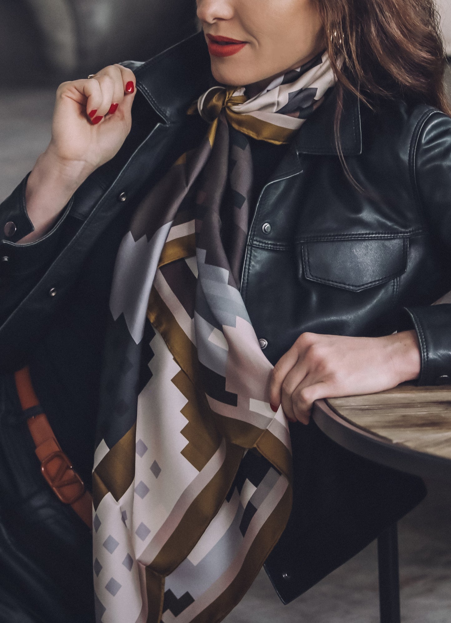 Silk Scarf Gold Leopard