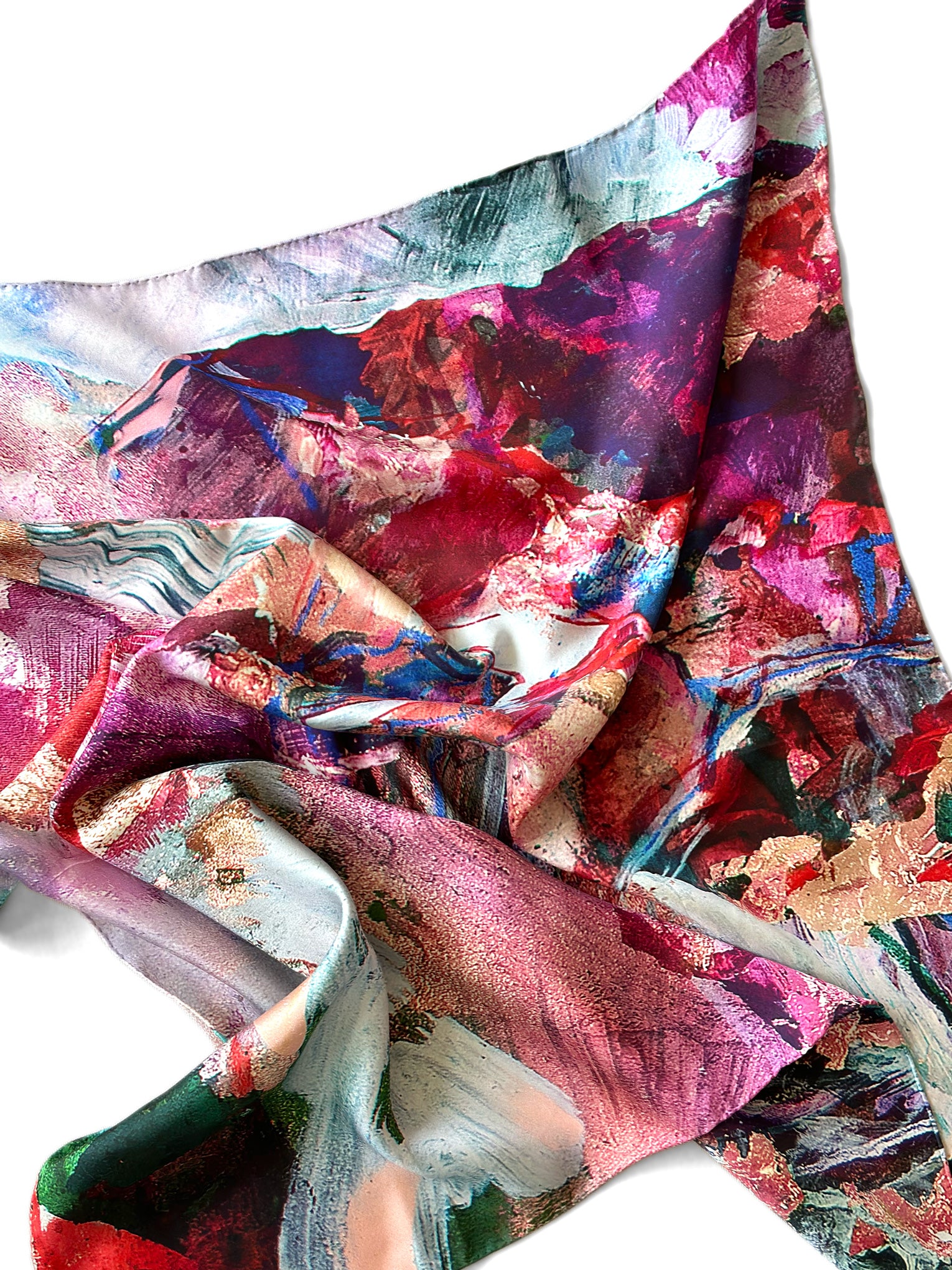 Anastasia Wanderland Silk Twill Scarf pink red