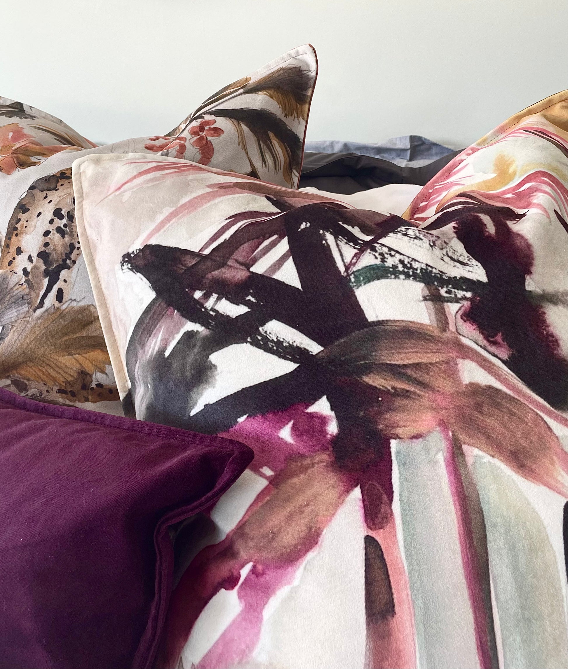 Velvet scatter plum print design
