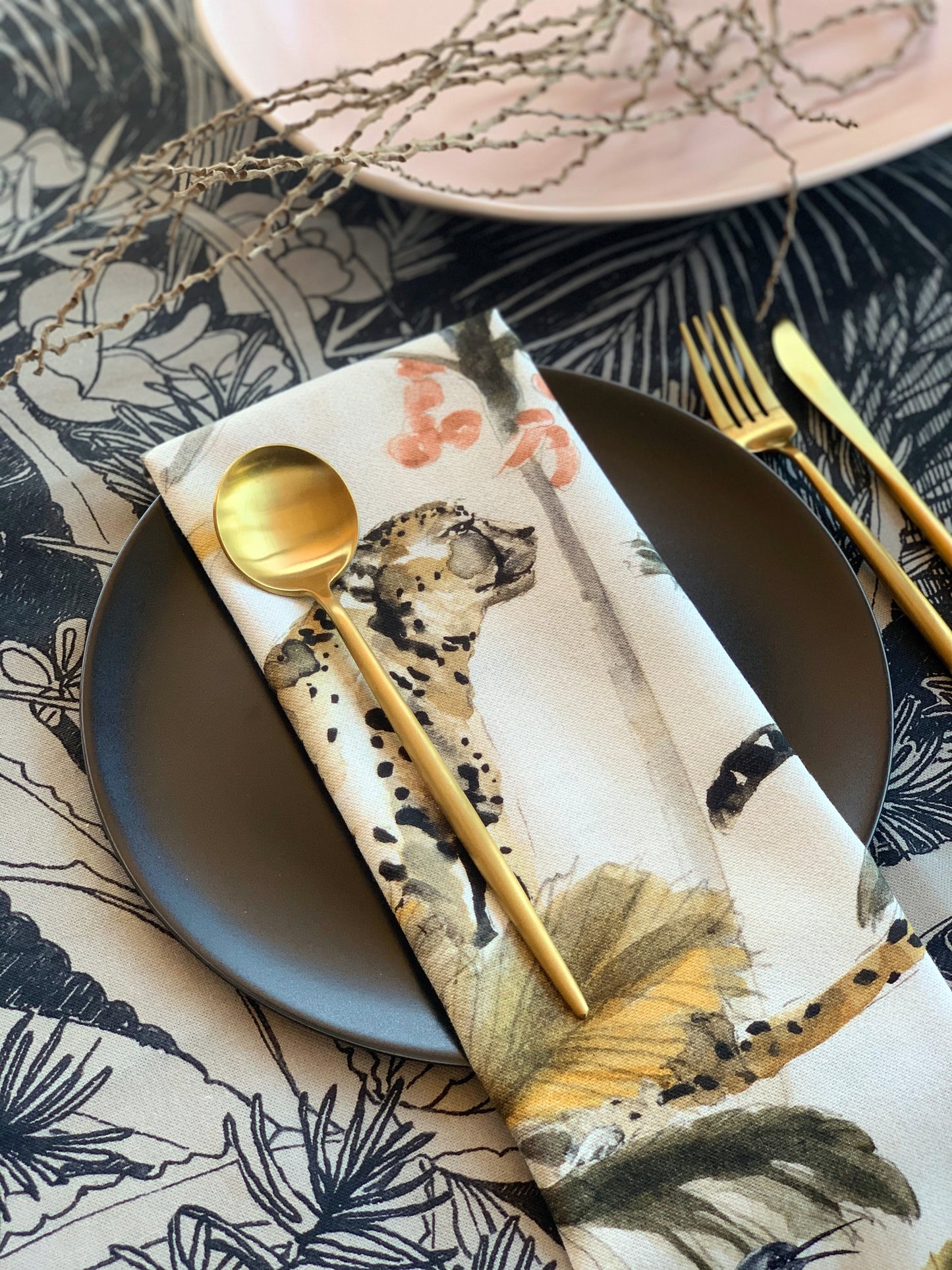 Aureum Urban Forest Charcoal Tablecloth