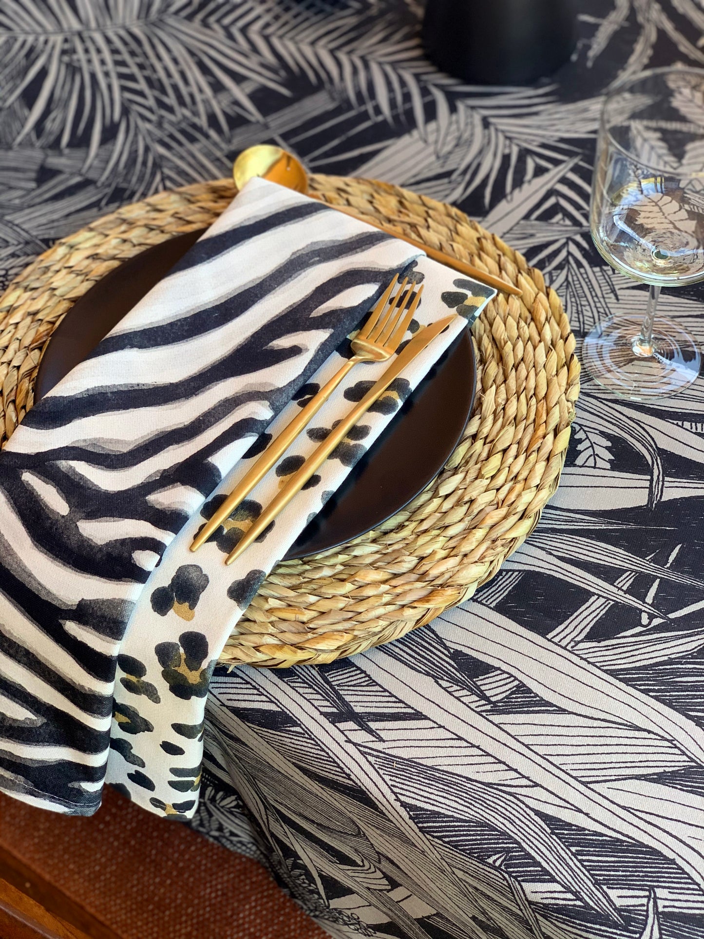 Aureum Urban Forest Charcoal Tablecloth