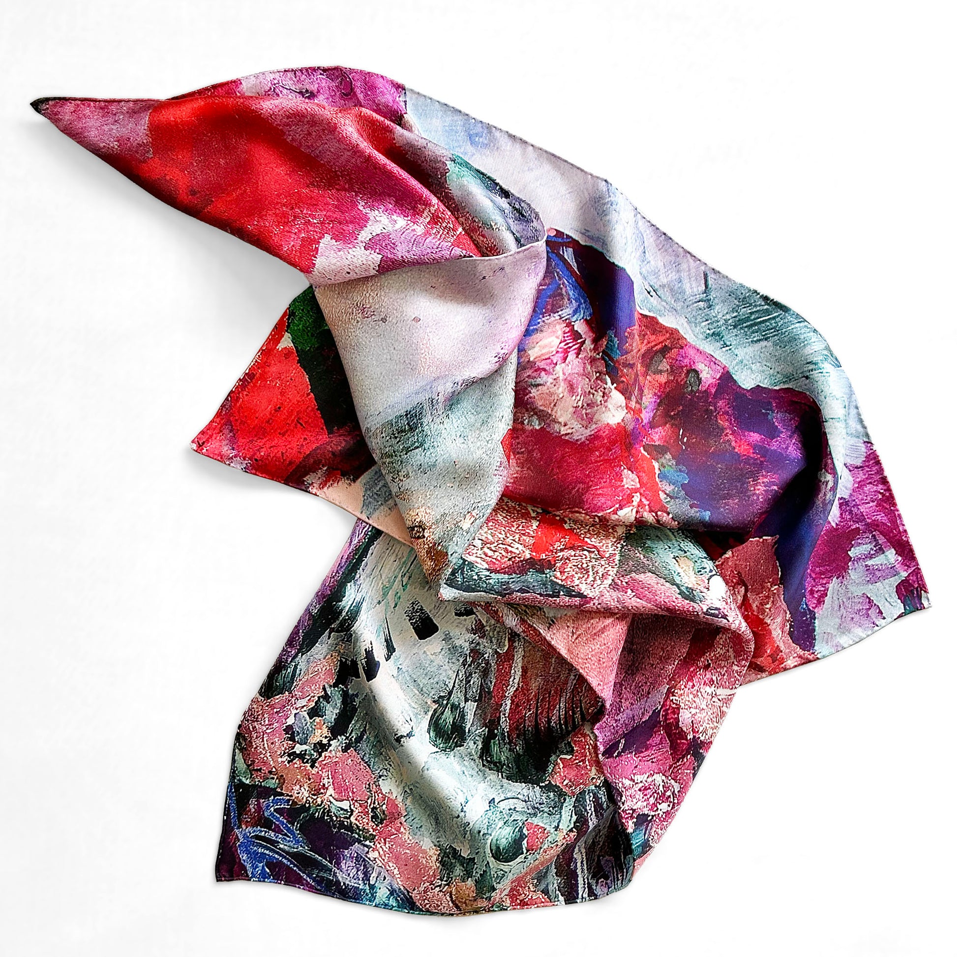Anastasia Wanderland Silk Twill Scarf pink red
