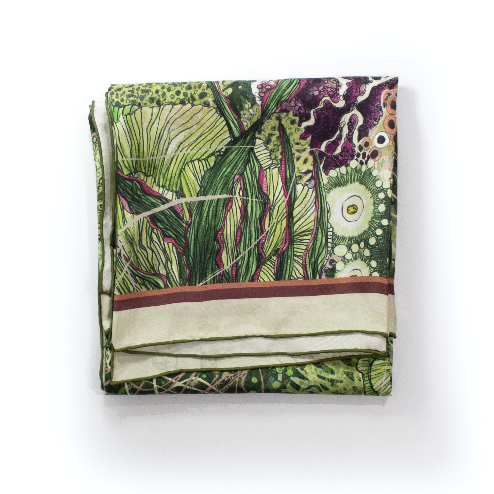 Shop Wanderland luxury silk twill scarf green South Africa