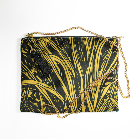 Jungle Black Aureum Velvet Pouch Clutch Handbag Tassle Wanderland Collective African Design Luxury