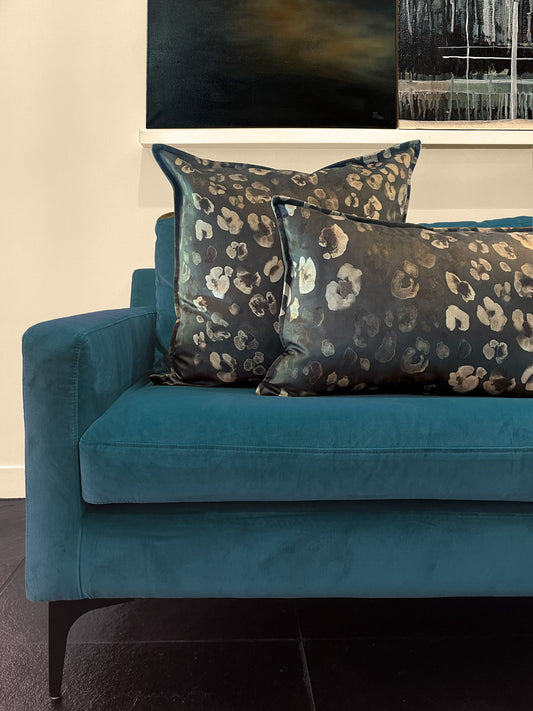 Charcoal Leopard Velvet Petal Velvet Scatter Cushion