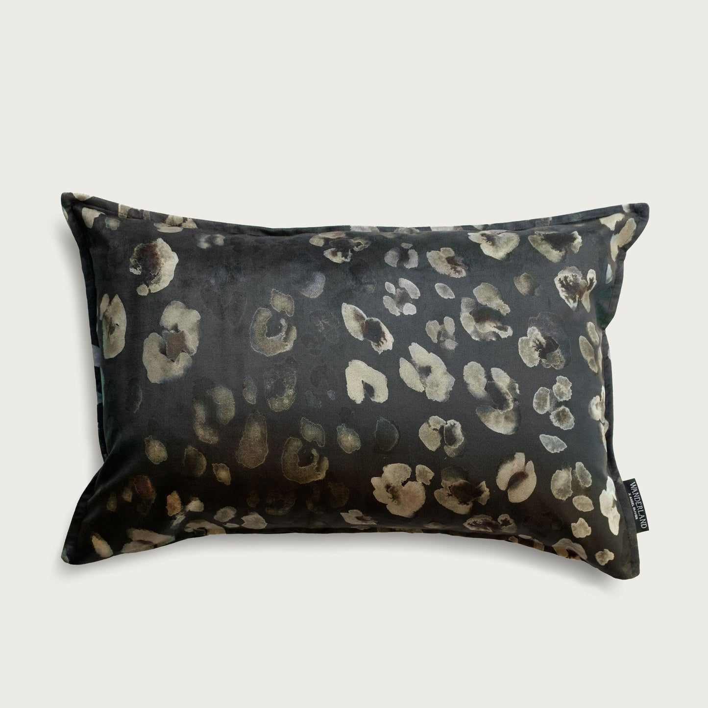 Leopard Velvet charcoal rectangular cushion
