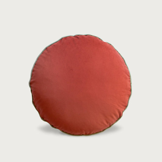 round macaron velvet cushion pink