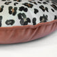 Round Macaron Ebony/Ivory Leopard + Blush Pink Velvet Cushion
