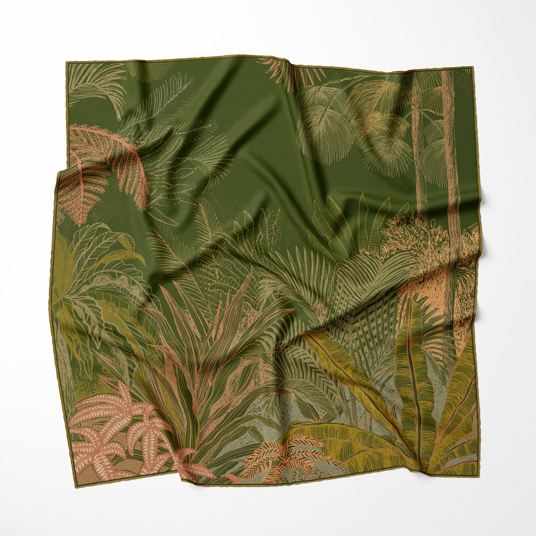 Aureum Tropical Palms Silk Habotai Scarf