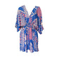 Shop Wanderland short blue and coral kaftan online