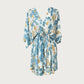 Shop short blue gold leopard Wanderland Kaftan dress online