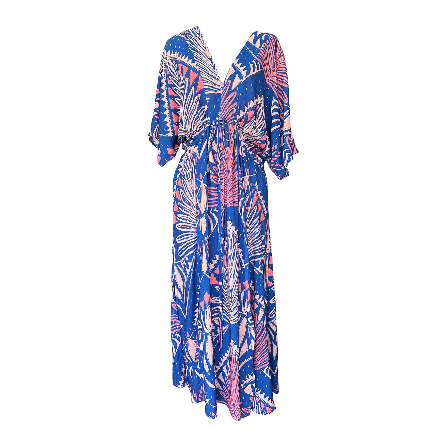 Shop Wanderland blue and coral kaftan online