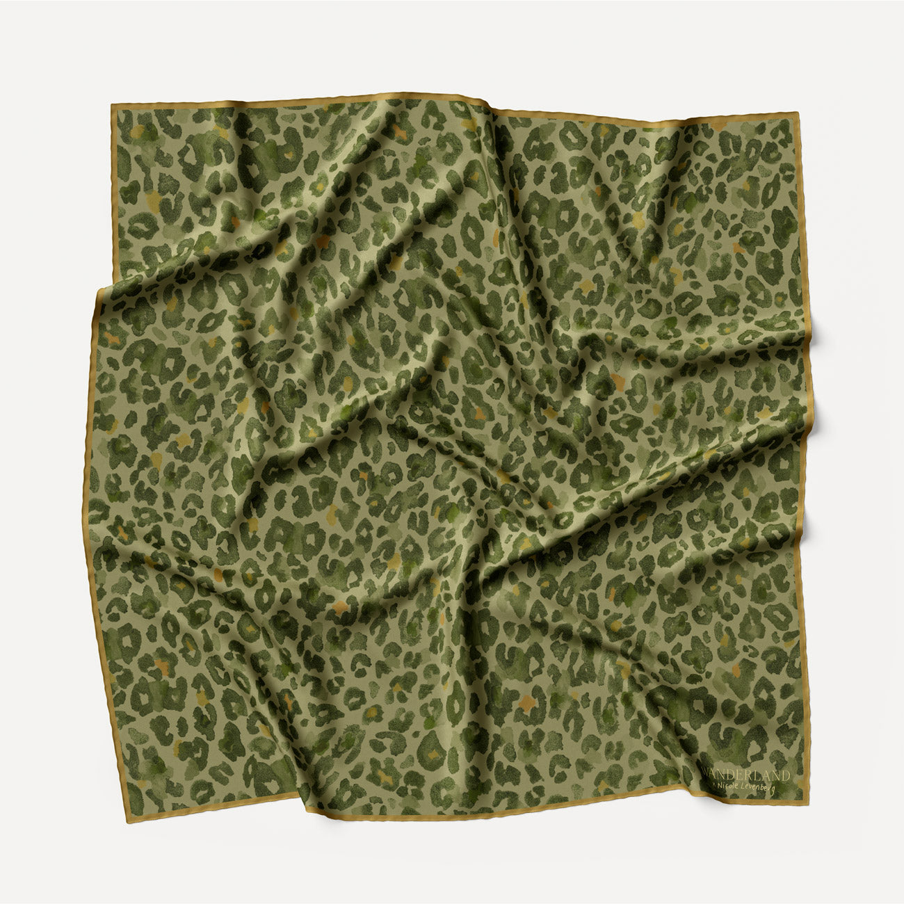 Aureum Green Leopard Silk Habotai Scarf