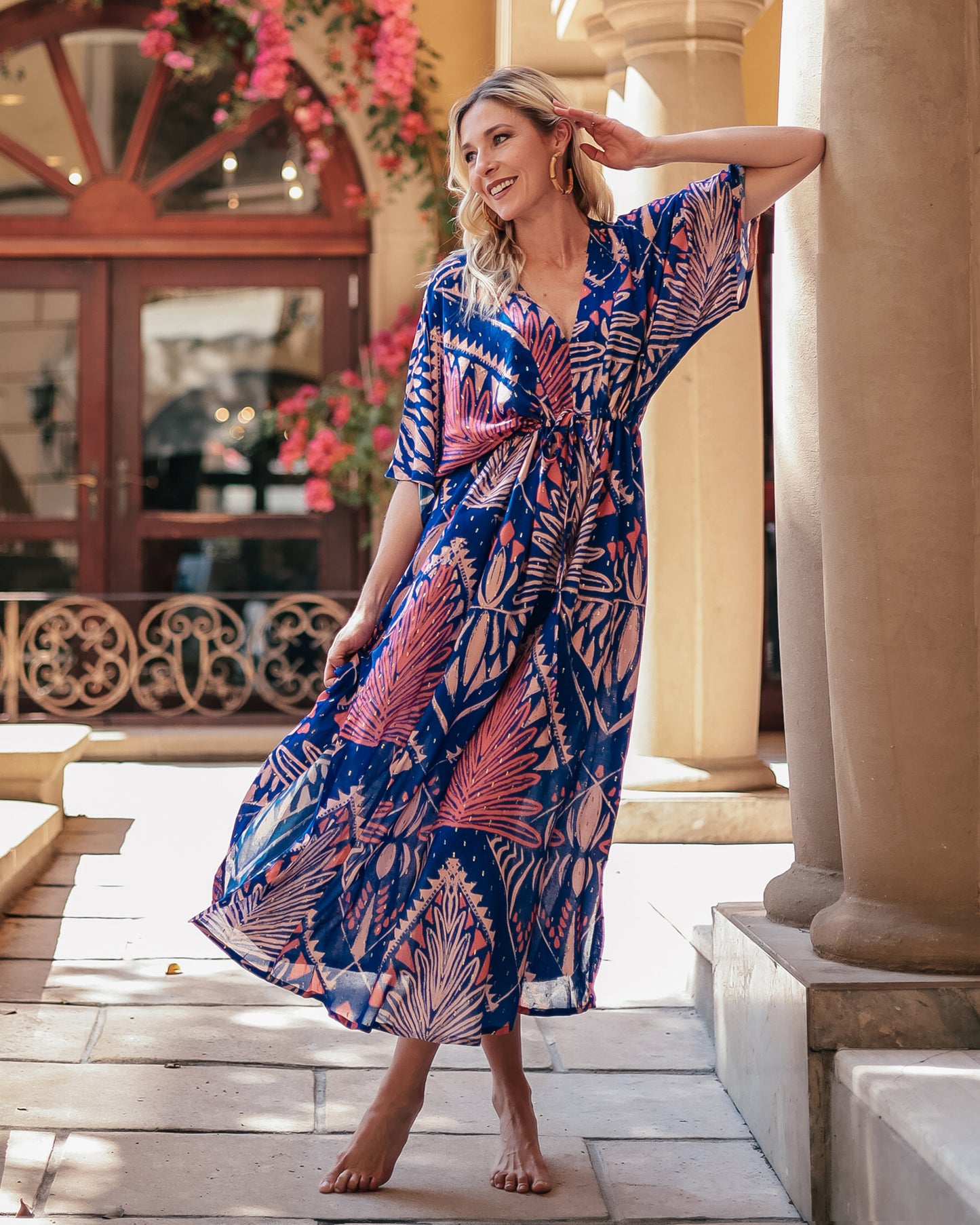 Tribal Blue Kaftan Dress