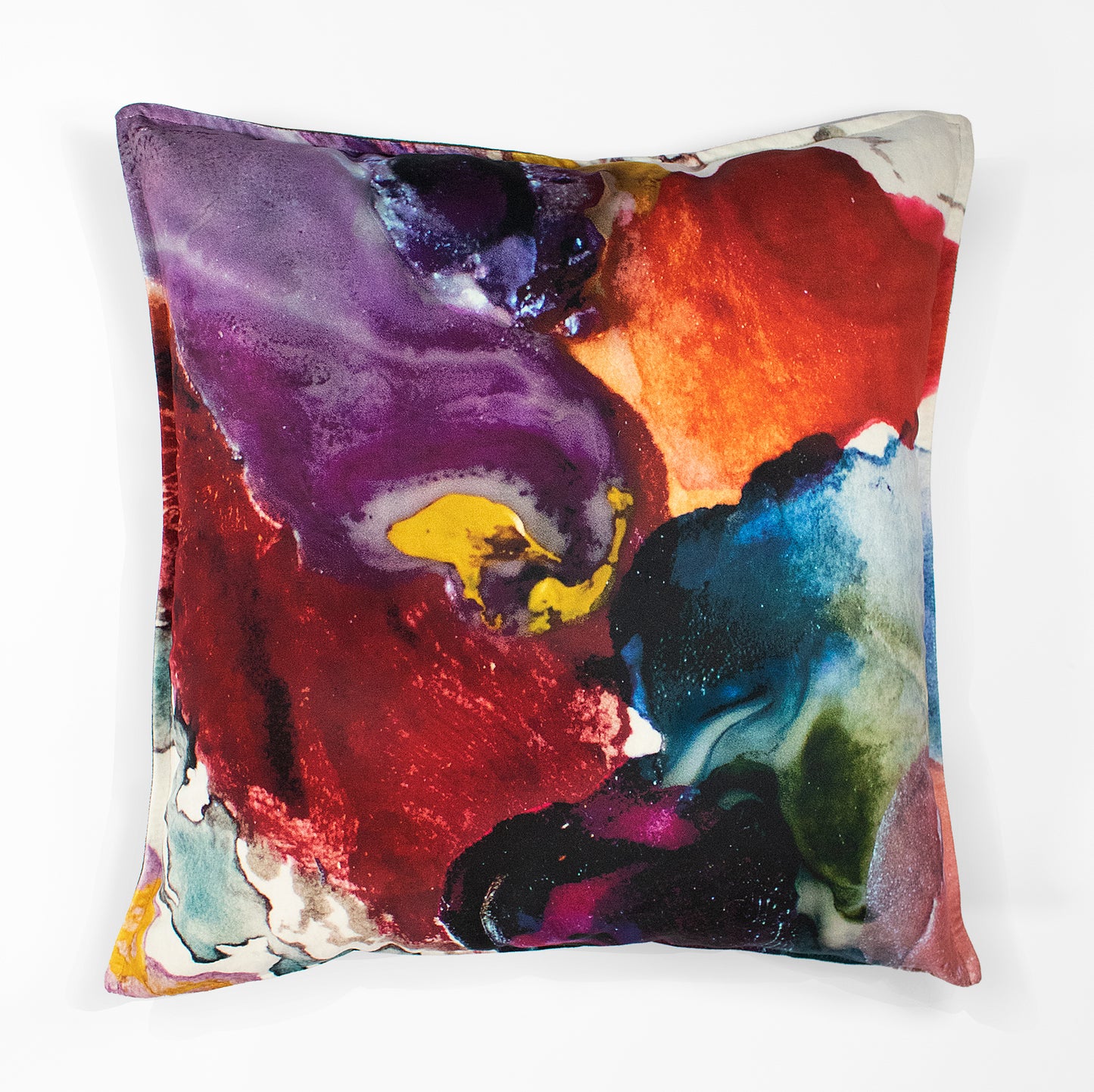 abstract marigold velvet cushion