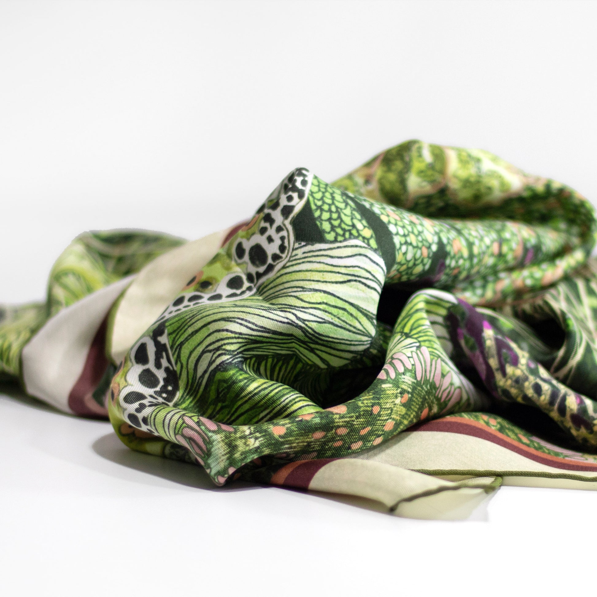 Shop Wanderland luxury silk twill scarf green South Africa
