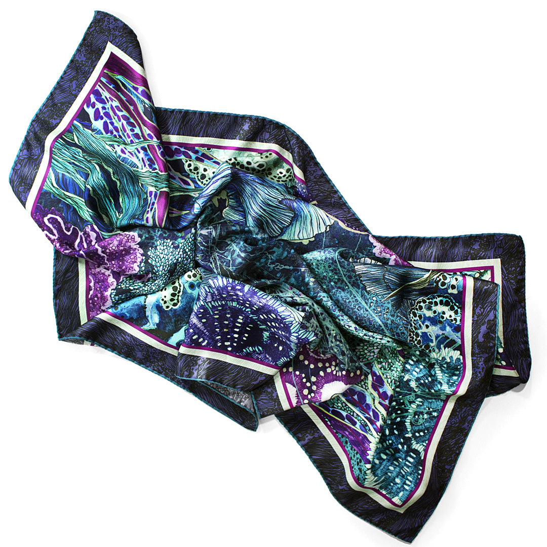 Shop luxury silk scarves blue online wanderland aureum