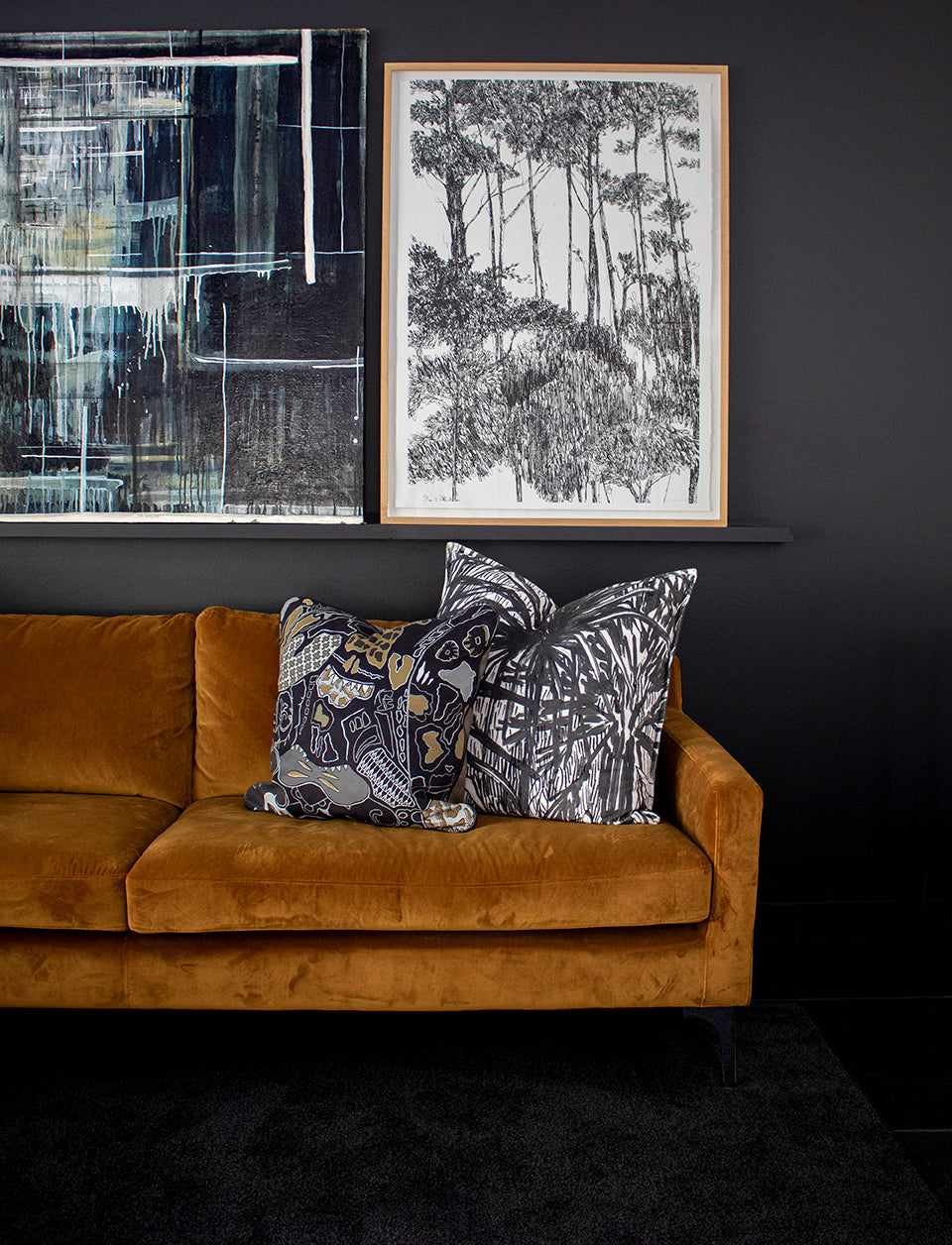 Aureum Highveld Graphite Velvet Scatter Cushion