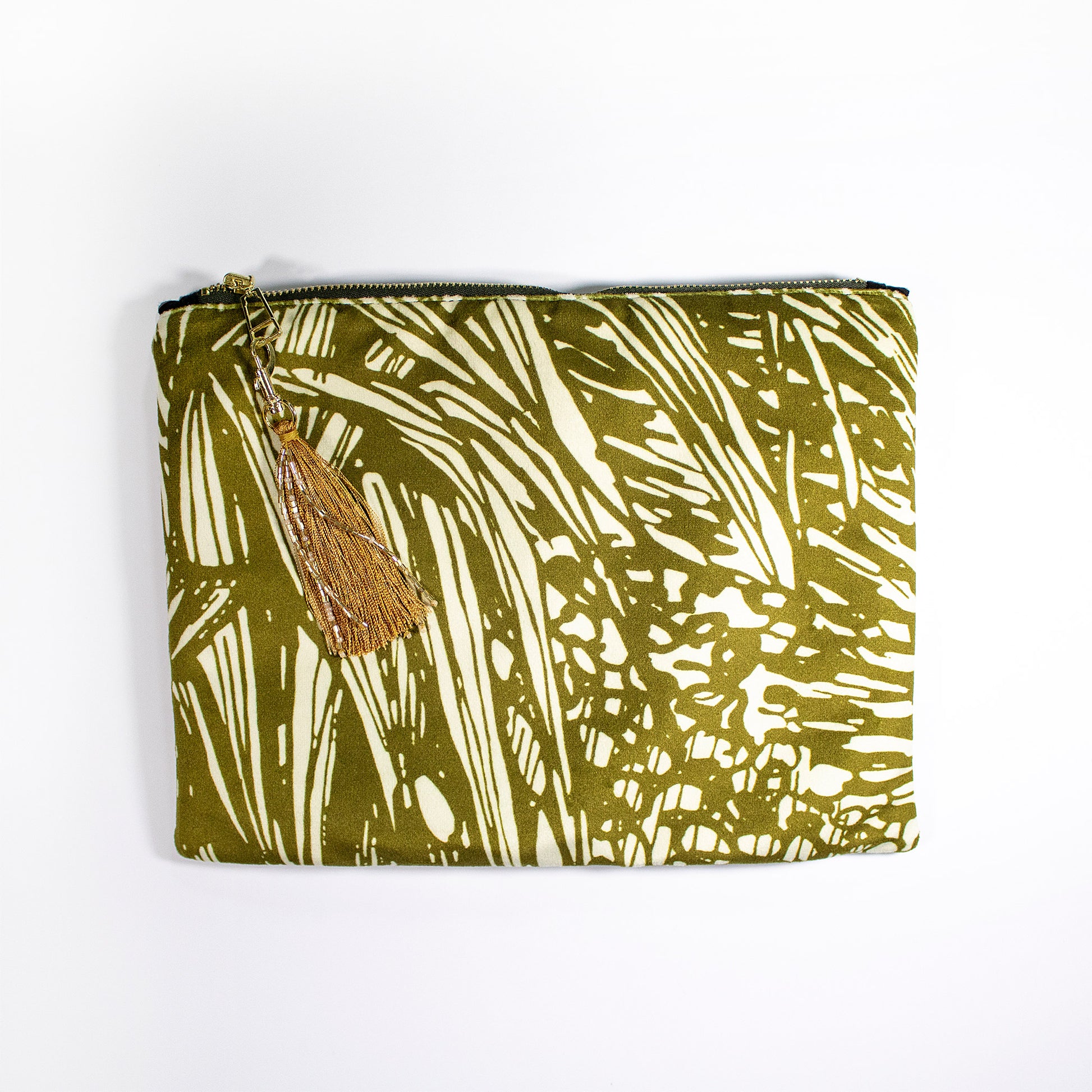 Jungle Gold Aureum Velvet Pouch Clutch Handbag Wanderland Collective African Design Luxury Tassle Tassel